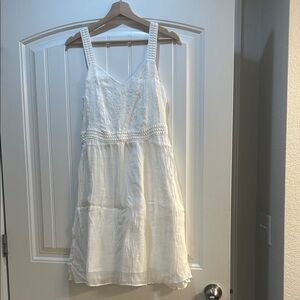 LOFT White Embroidered Sleeveless Dress